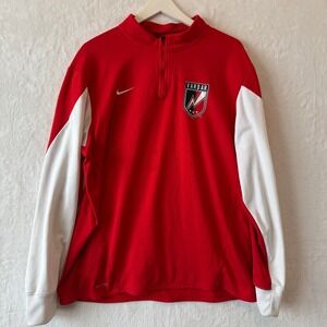 Nike Dri Fit Vardar Soccer Quarter Zip Pullover Jacket Red White XL